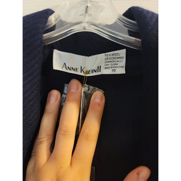 anne klein ii Vintage Wool Cashmere Jacket Coat Size 10. Nwt. Navy Blue. - Picture 9 of 14